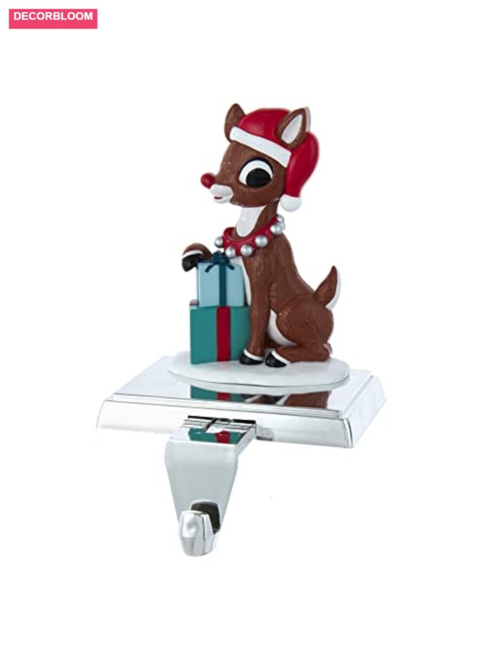 Officially Licensed Reindeer Christmas Stocking Holder 6.5 Inch Metal Holiday